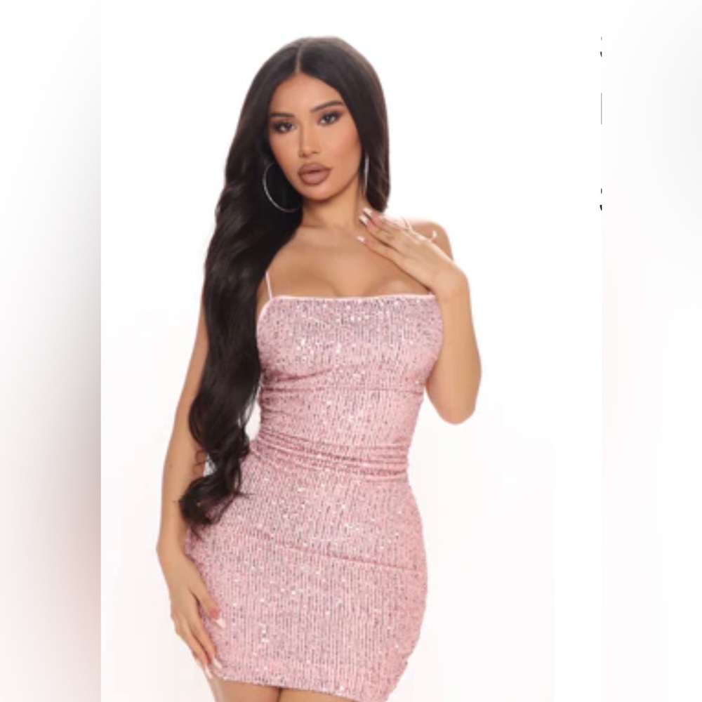 Pink Sequin Mini Dress